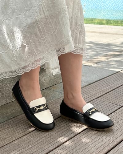 Image of BGSTGUDS Women's Wide Loafers Shoes Cute Dressy Shoes Ladies Comfort Slip Ons Work Shoes