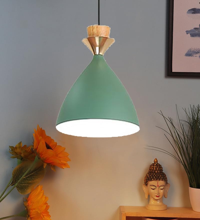 Image of Modern Green Dome Hanging Pendant Light for Ceiling, Aluminium, Antique Decor, E-27 Holder, (Bulb is not Included) Pack of 4