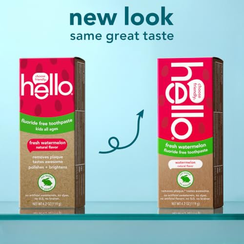 Image of Hello Oral Care Kids Fluoride Free Toothpaste, Natural Watermelon, 4.2 Ounce