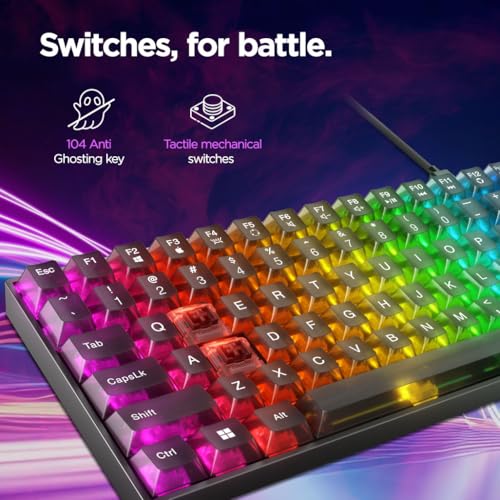 Image of Lenovo Legion K510 Mini Pro Gaming Keyboard, 16.8 Million Colors RGB Per Key, Programmable |100% Anti Ghosting Mechanical switches |Customizable| USB 2.0 Interface |3 Yr Warranty | Black + Traslusent