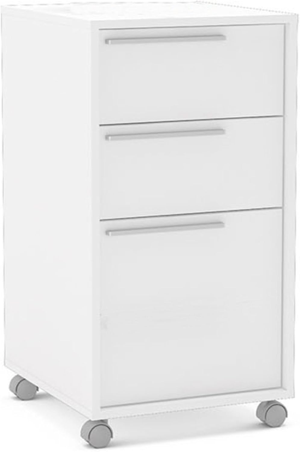 Boahaus Hanoi Lateral Mobile File Cabinet, White File Cabinets for Home Office, 3 Drawer File Cabinet, Plenty of Storage, Wheels