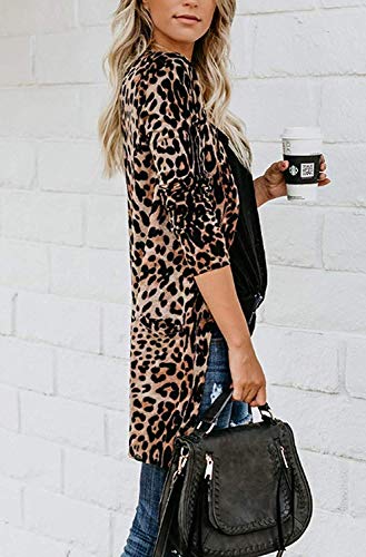 Women Lightweight Cardigan Leopard Printed Button Down Cardigans Shirt W Pockets(S-2XL)4