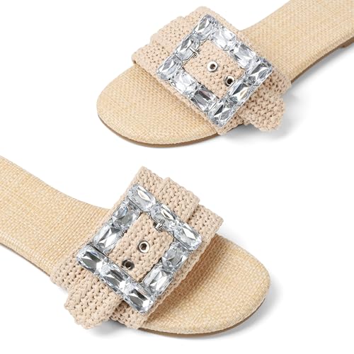Women Raffia Sandals Open Toe Espadrille Slippers Summer Beach Slippers2