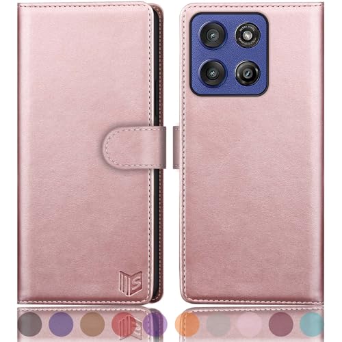 Coque G Stylus 5G 2025 à rabat premium en cuir synthétique or rose avec finitions soignées