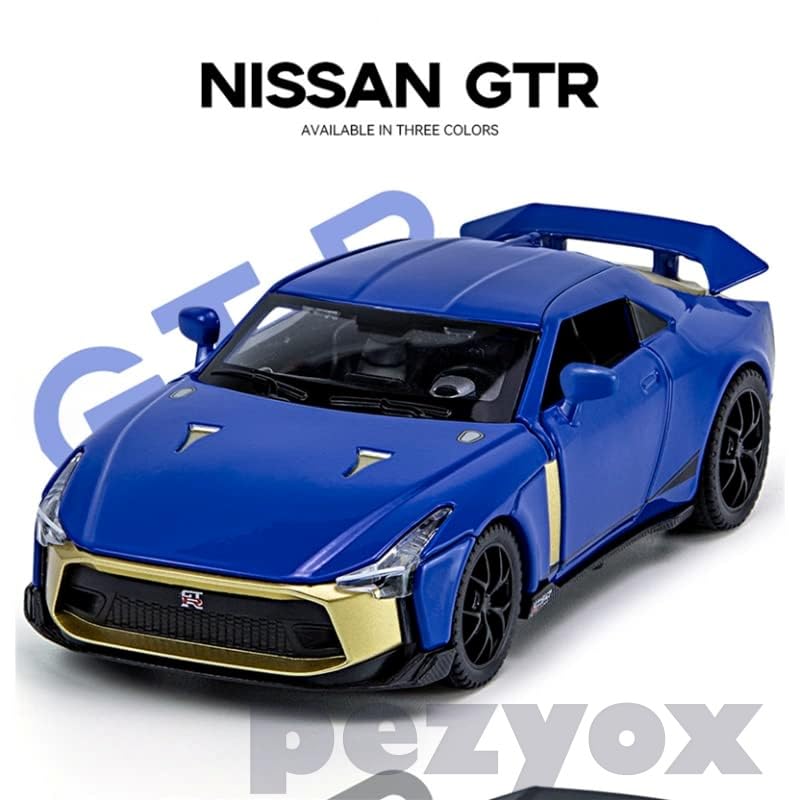 Image of Diecast GT R-50Toy Car 1:24 Scale Model,Pull Back Vehicles Alloy Simulation Supercar with Lights and Sound Also for Car Dashboard,Kids,Adult (Blue)