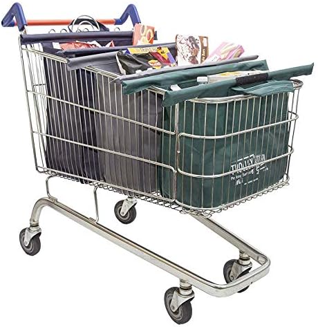 Style Collection Midi, Set of 3 reusable shopping bags for shopping trolleys– Heavy Duty organiser, foldable Fabric & Washable