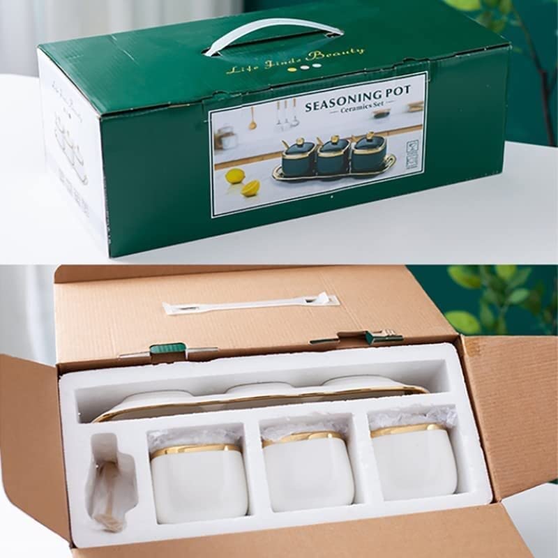 Salzstreuer-Topfset für die Küche, Keramik, Zucker- und Sahnetöpfe, Gewürzset, komplettes Set mit gewerblicher Gewürzbox für den Haushalt (Farbe: B)