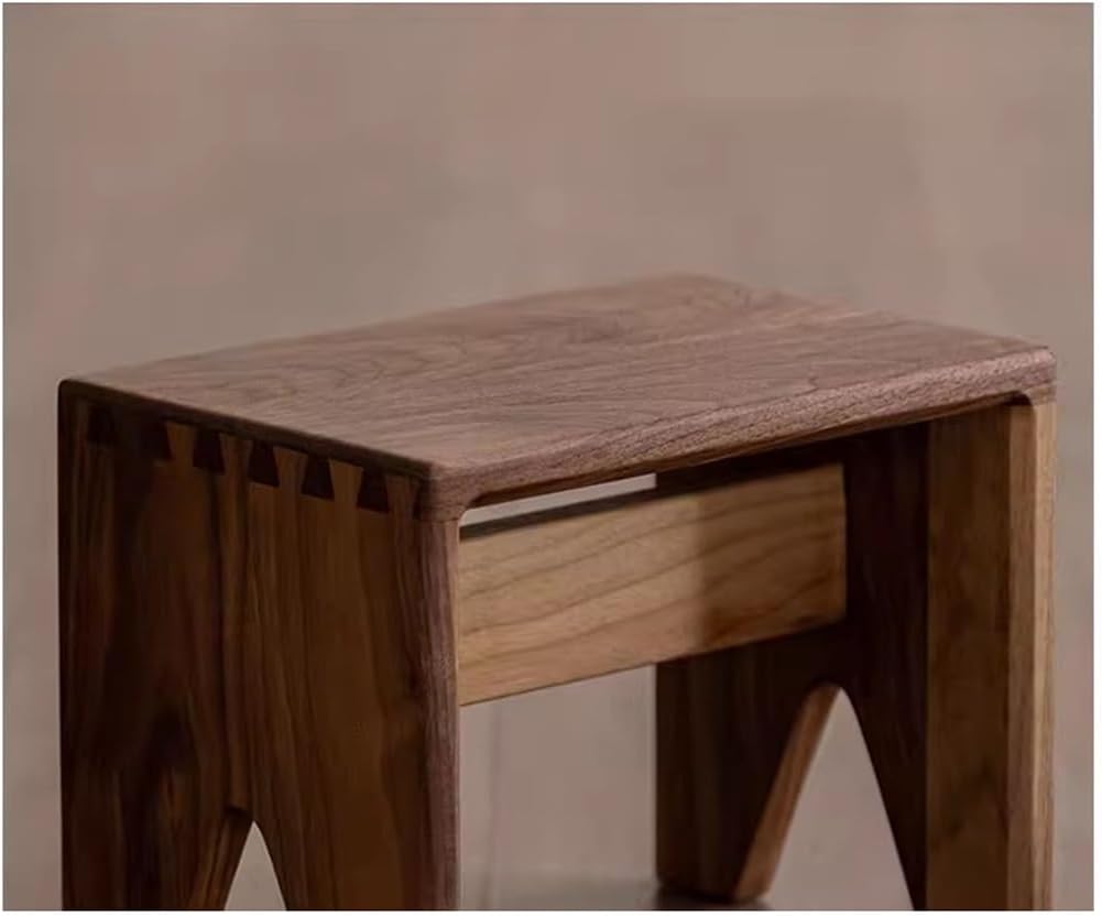 thalo Vanity Stools Wooden Small Square Stool Black Walnut Mortise and Tenon Home Porch Shoe Changing Stool, Low Stool Outdoor Camping Portable Low Stool Small Footstool