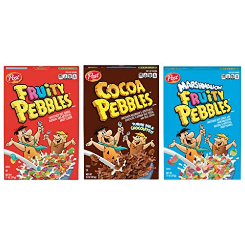 Fruity Pebbles Variety Pack of 3 Flavors - Marshmallow Fruity Pebbles, Cocoa Pebbles, and Original Fruity Pebbles - Gluten Free Cereal - 11 oz Per Box - 33 oz Total