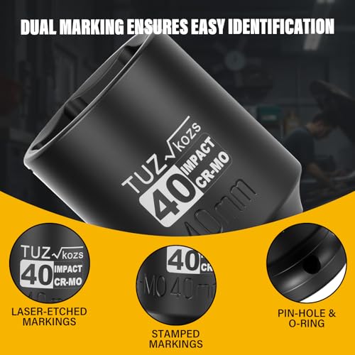 Image of 1 /2 Inch Drive 40mm Deep Metric 6 Point CR-MO Impact Socket | Radius Corner Design,Square Chamfered Opening,Axle Nut Impact Grade Socket for Easy Removal
