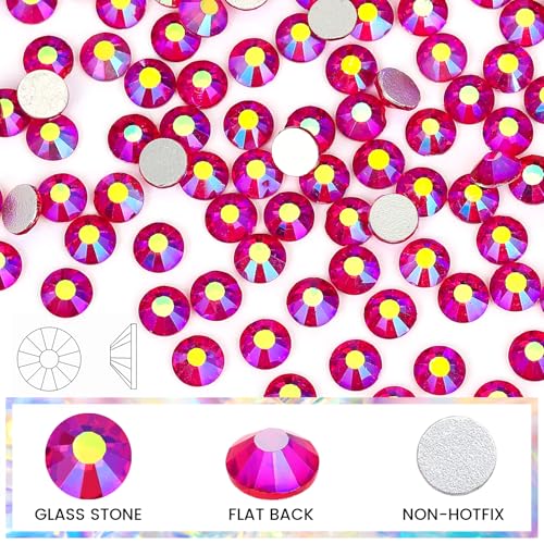 Image of Novani Crystal Rhinestones, Flatback Loose Gemstones 1440pcs Glass Rhinestones for Clothes Shoes Crafts Makeup Nail Art and DIY Decorations(SS20, Light Siam AB)
