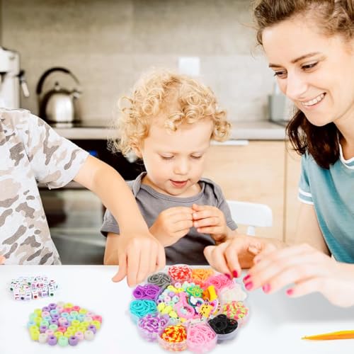 Image of PATPAT Loom Rubber Band Bracelet Making Kit, 13-Color Elastic Woven Rubber Bands Bracelet Making Set with Assorted Charms, DIY Jewelry Craft Set with Beads, Cords & Accessories for Kids and Adults