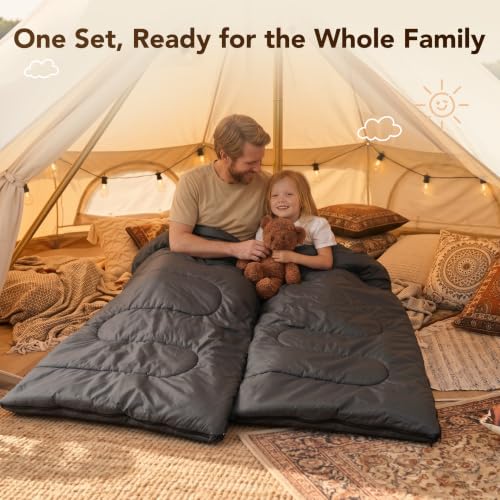 Set de Bolsas de Dormir 2-Pack para Adulto y Niños, Esenciales para Camping Familiar miniatura 7