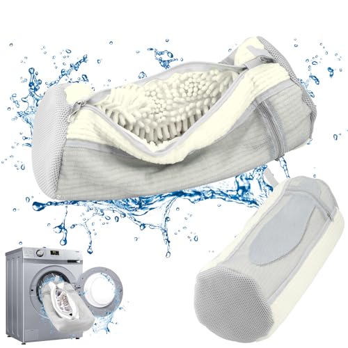 Shoe Washing Bags for Washing Machine – Durable Shoe Washing Machine Bags for All Shoe Types Sizes (Large White 2PCS）