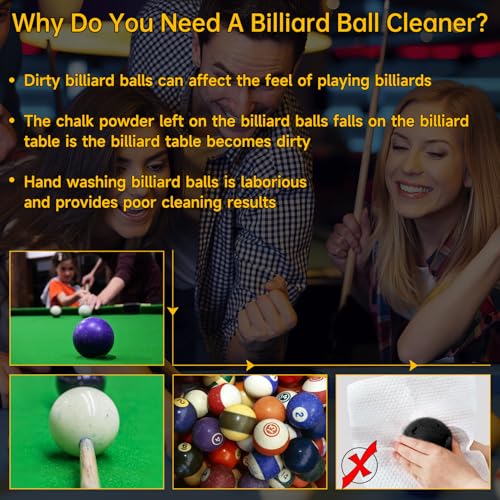 NURATIT Upgraded Billiard Ball Cleaner and Polisher, Billiard Ball Cleaner, Pool Ball Cleaner for 16 Billiard and Snooker, Balls British and American Dual Use 110V, Automatic Pool Ball Cleaner - Thumbnail 2