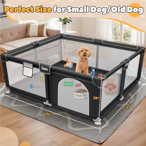 127x127x66 cm Welpengehege Mit Tür, Hundespielgehege Für Welpen Oder Kleine Hunde, Stabiles Sicherheitszaungehege Mit Dickem Stoff, Robustem Nylonnetz, Maschinenwaschbar