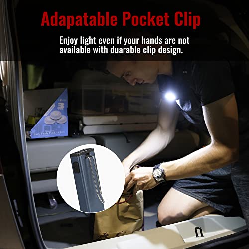 Lexall Rechargeable Work Light, 600 Lumens Portable Led Flashlight, Magnetic Cob Flat Task Light With Pocket Clip, 3 Modes, Pocket Pen Inspection Light For Repairing, Camping, Hiking, Emergency（1 Pc） #TOP3