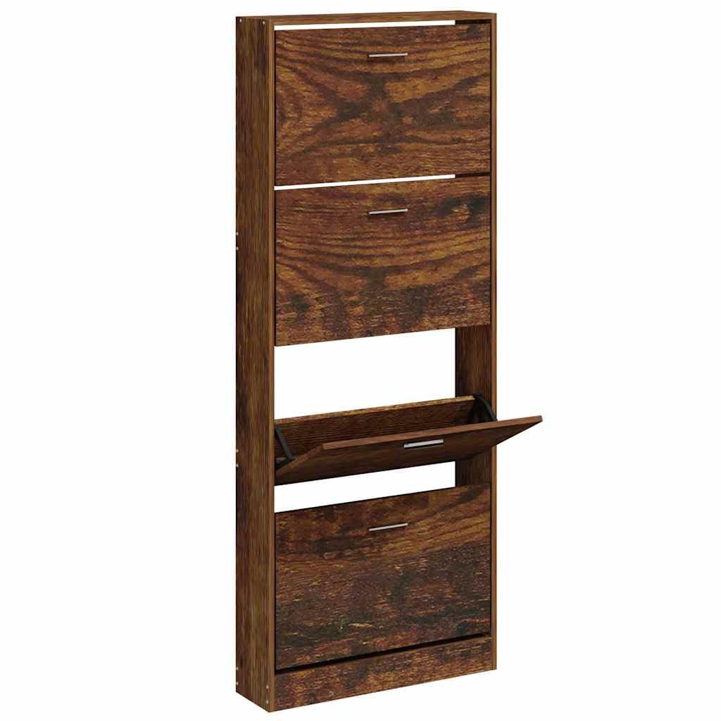 Szafka na buty Dąb wędzony 59x17x150 cm Drewno kompozytowe 4 szuflady