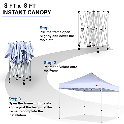 Image of MASTERCANOPY 8x8 Heavy Duty Pop Up Canopy Tent with Roller Bag(White)