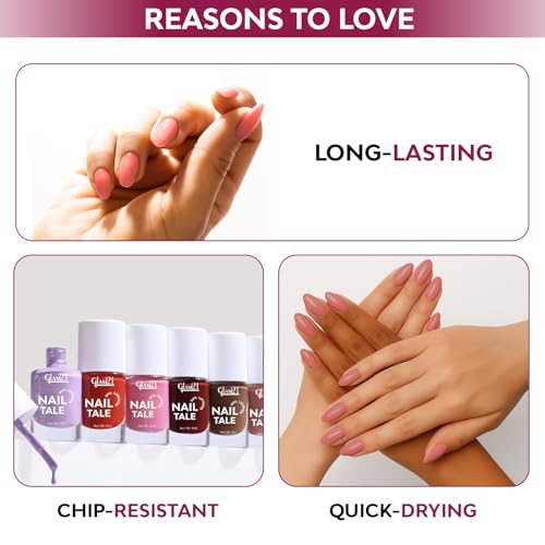 Image of Glam21 Nail Tale Nail Polish | Glossy Gel Finish | Rich Pigmentation | Chip Free | Quick Drying Formula | Long Lasting Nail Polish for Women | 9ml | Shade-11
