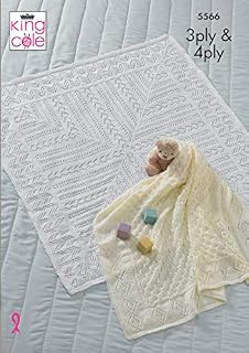 Baby Blanket Knitting Pattern Lace Christening Shawls in 3ply and 4ply King Cole 5566