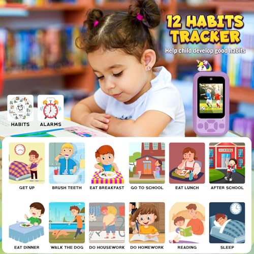 Image of Kids Smartphone Toy with MP3 Music Player Dual Camera for Selfies in-Built Games 2.4 inch Screen 8MP Camera Toys for Boys & Girls (Z7 Purple)