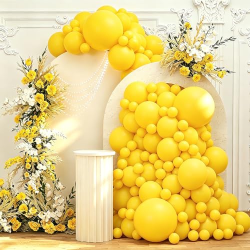 Image of 108Pcs Double Stuffed Yellow Balloon Garland Arch Kit
