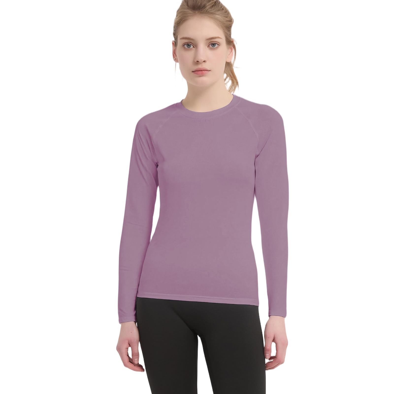 4 Pack Maglietta Compressione Donna Traspirante Asciugatura Rapida Maniche Lunghe Leggero Elastico Base Layer Shirts Yoga Fitness Funzionale Top Sportiva Tee per Corsa Formazione Jogging Viaggi
