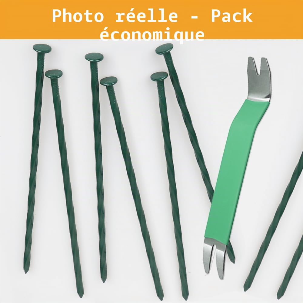 Bakulyor Lot de 50 piquets de paysage en métal, clous de gazon artificiel de 20.3 cm, grands pics d'aménagement paysager de calibre 6, bordure en bois, barrière contre les mauvaises herbes – 20.3 cm