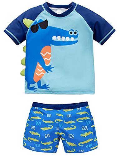 kavkas Baby Boy Swimsuit Short Sleeve Rash Guard Beach Swimwears,12M Blue