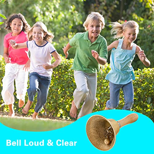 Dreokee Hand Bell 3.15 Inch Hand Call Bell With Solid Brass Wooden Handle Loud Handbell Dinner Call Bell For Adults Multi-Purpose For Weddings, Christmas, School, Service, Game, Animal #TOP5