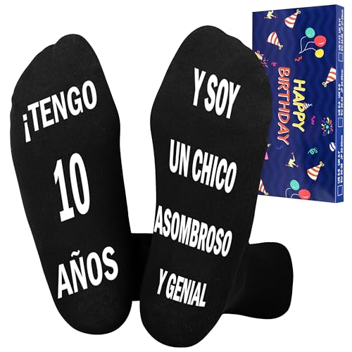 Rebundex Presente 10Anos Meias Menino Divertidas, Antiderrapantes 35-38, Presentes de Aniversário e Natal