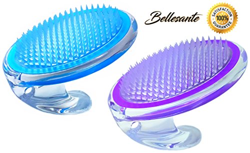 Bellesante Ingrown Hair and Razor Bump Treatment- 3 PCS-Travel Kit - Purple and Blue- Fine Bristle Brush to Prevent, Remove, Exfoliate, and Treat Pseudofolliculitis barbae - Men and Women