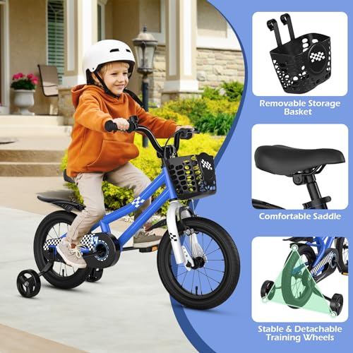 Image of GLACER 12 14 16 18 Inch Kids Bike, Toddlers Bike with Adjustable Seat & Handlebar, Removable Training Wheels, Basket, 95% Pre-Assembled Kids Bicycles for Girls Boys Age 3-8 Years Old