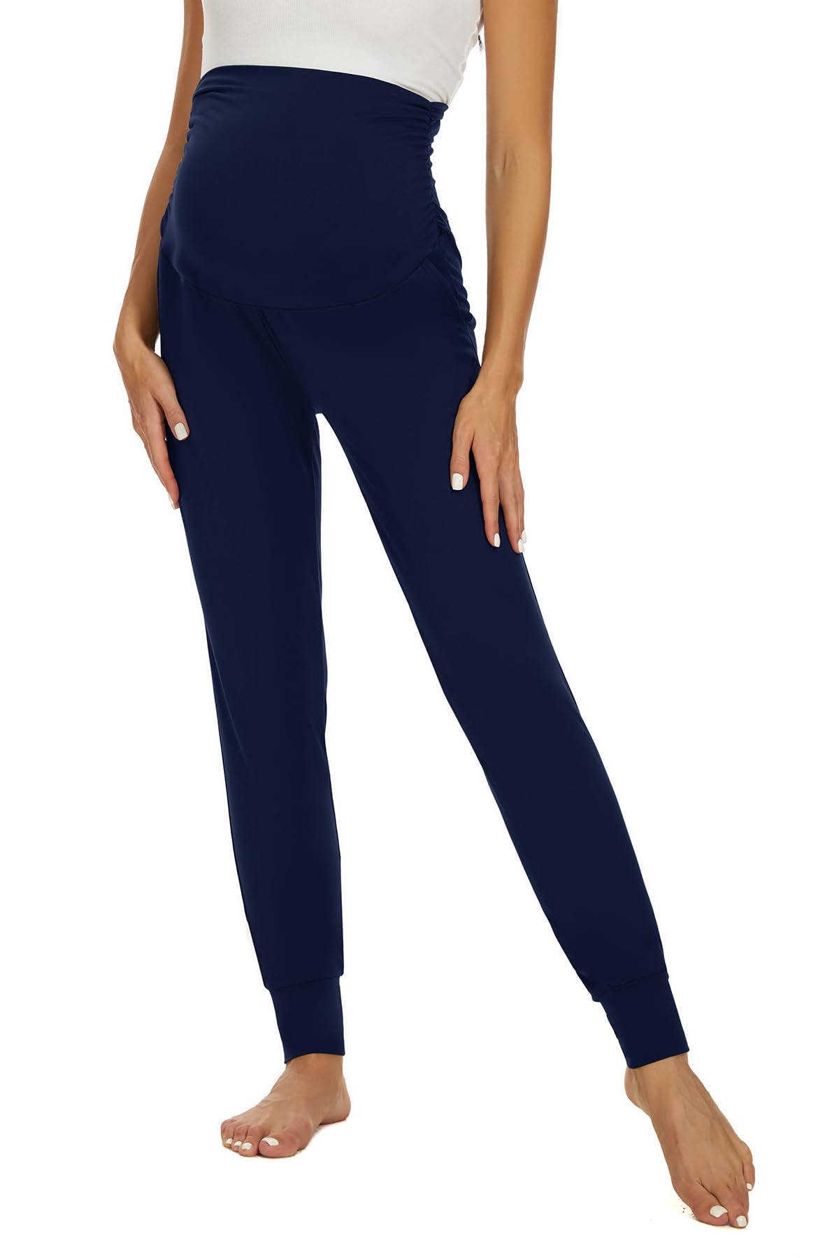 Smallshow Pantalones de maternidad para mujer, ropa deportiva para embarazo, jogger sobre el vientre