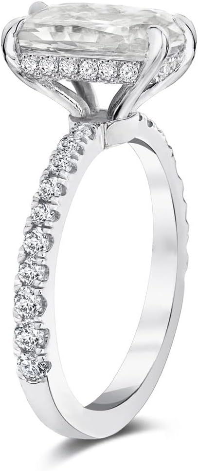 Bo.Dream Radiant Cut Cubic Zirconia CZ Engagement Rings Platinum Plated Sterling Silver - Image 2