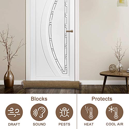 fowong Door Draft Stopper 36 Inch, Under Door Draft Blocker Noise Reducer Air Stopper Heavy Duty Door Bottom Insulation Sound Proof Cold Weather Door Snake Draft Blocker, Coffee