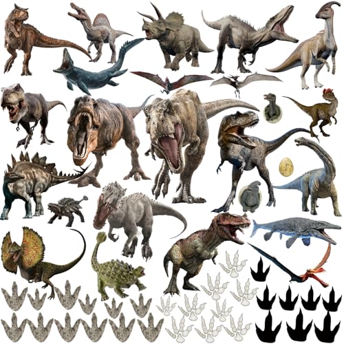 Dinosaur Wall Decals Peel and Stick Dinosaur Animal & Footprints Wall Art Stickers for Baby Nursery Boys Room Kids Bedroom Decor