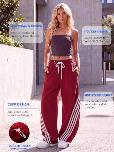 Image of EMMIOL Women's Y2K Baggy Barrel Striped Sweatpants High Waisted Wide Leg