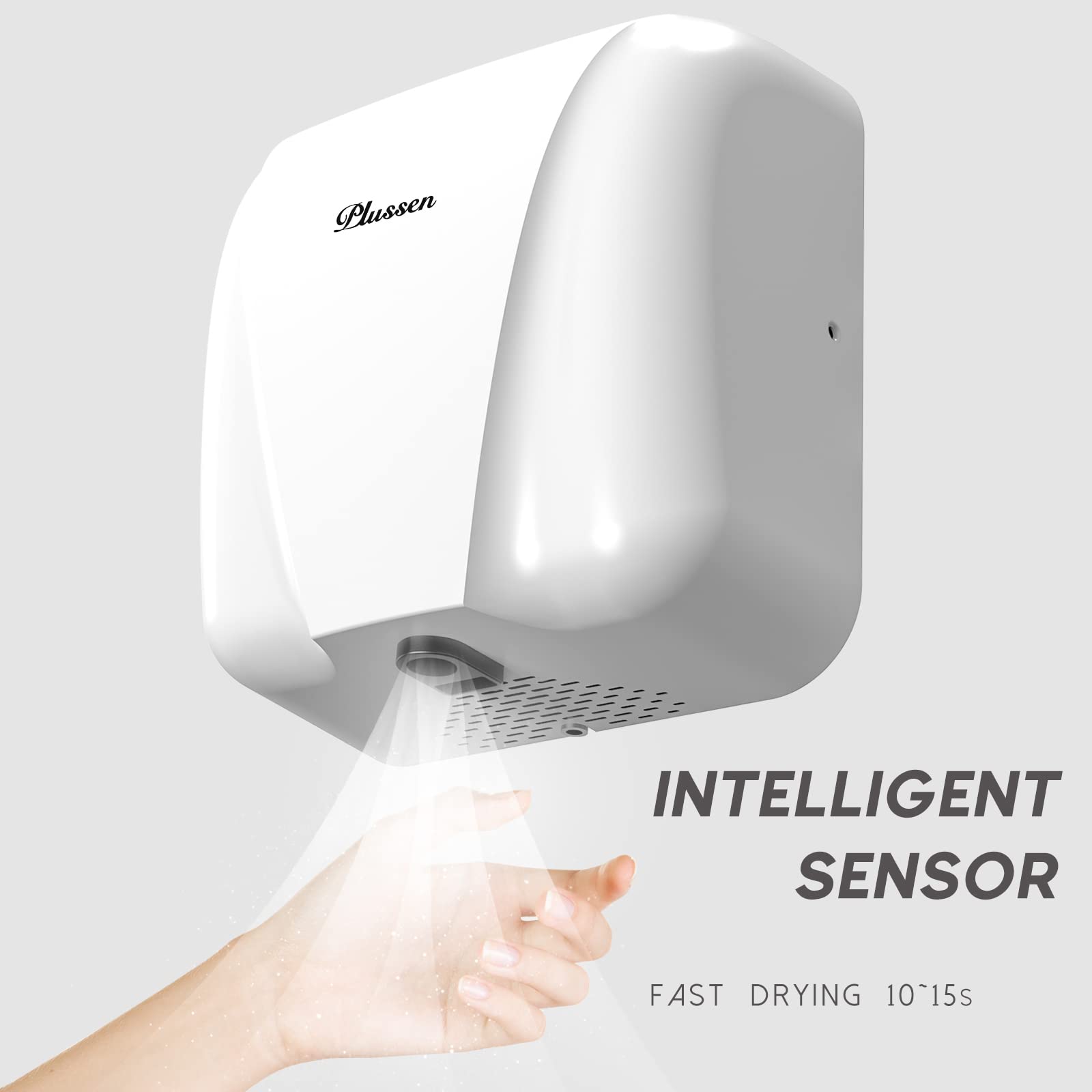 Professionale Asciugamani Elettrico Automatico con fotocellula, Design Elegante Finitura in Acciaio Inox Asciugatura Rapida 7-10 Secondi,1800W