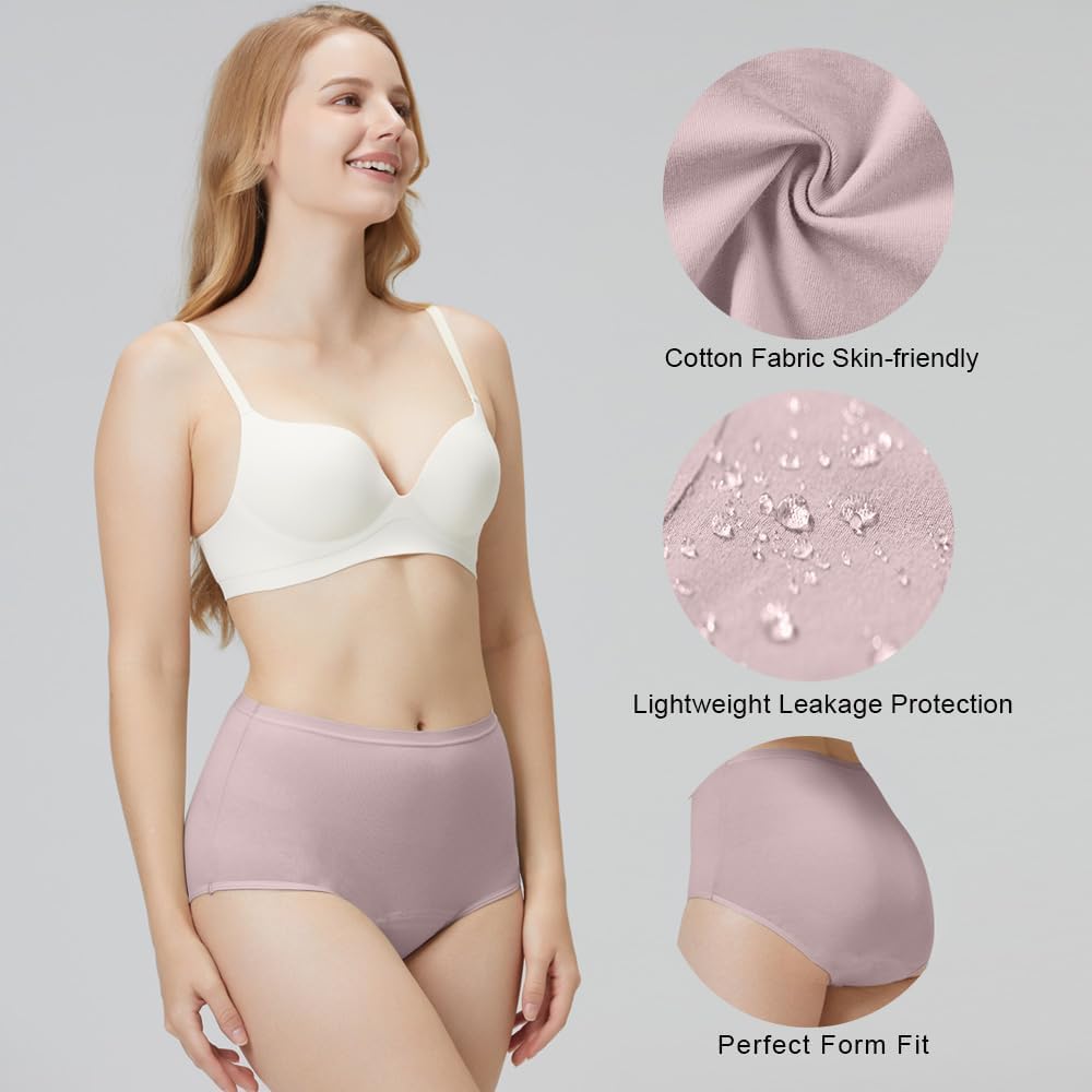 BATTEWA Incontinence Underwear for Women,Leak Proof Underwear Washable Absorbency Cotton Panties Bladder Leakage Protective 50ML(3Color,3X-Large,3-Pack) - Image 5