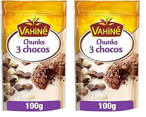 Vahine Pâtisserie Pépites Chunks 3 Chocolat, Pour Gâteaux, Cookies et Desserts, 100g (Lot de 2)