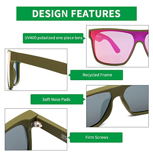 Image of GLINDAR Oversized Square Polarized Sunglasses for Men Women, One Piece Shield Shades UV400 Protection