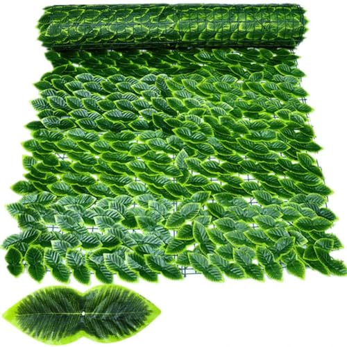 50 x 500 cm Laubzaun Efeu Sichtschutz Balkon Sichtschutz Garten Blätter Zaun Künstliche Hecke Blatt Outdoor Zaun Dekoration - Bunt Grün Dill - 50 x 300 cm