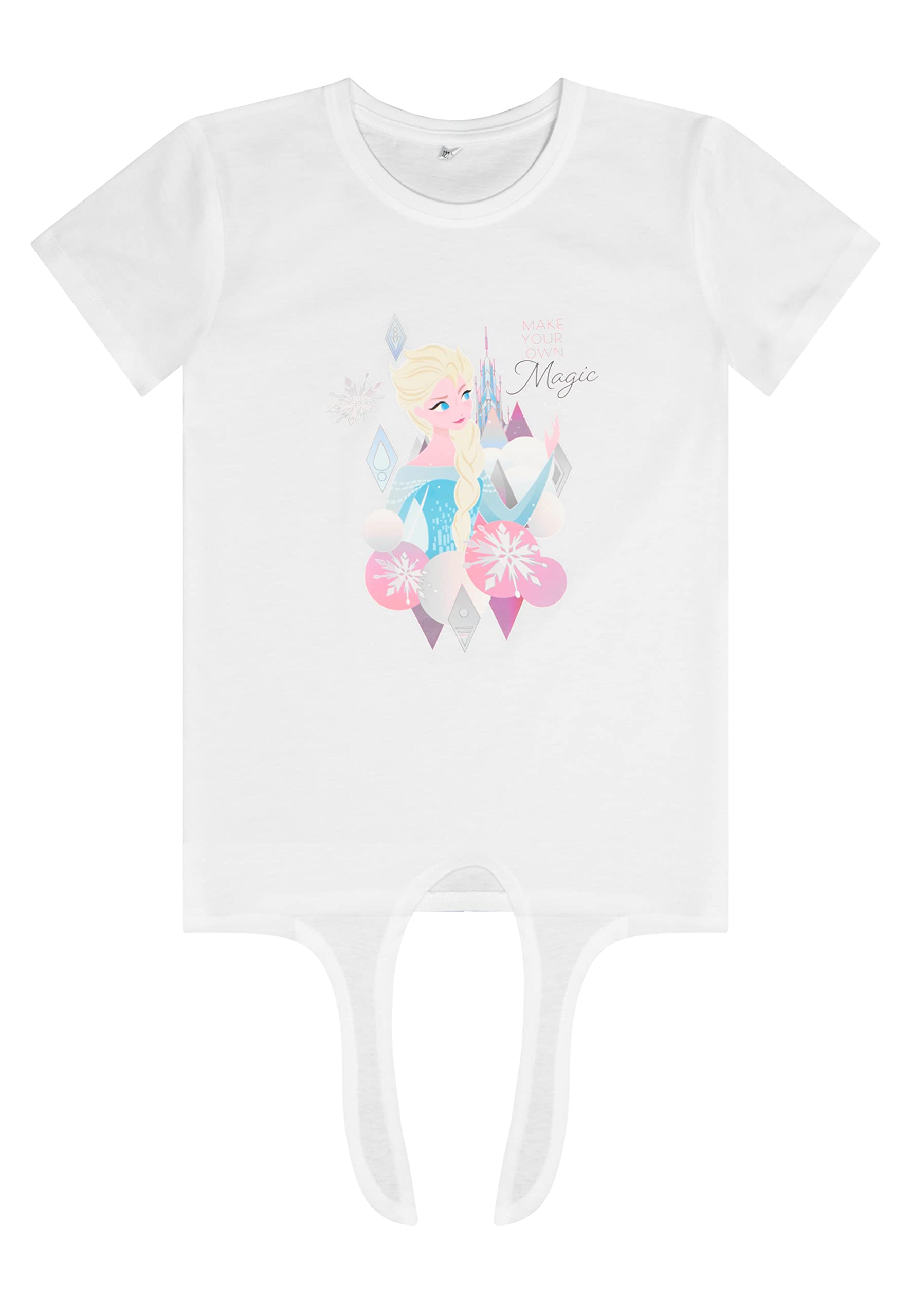 Frozen Elsa Children's Girls' T-Shirt Short-Sleeved, White, 122/128 cm