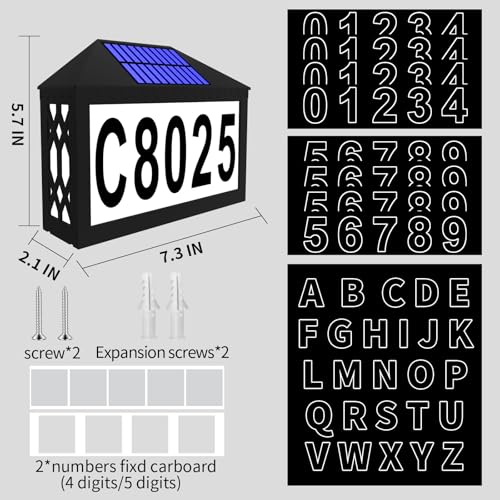 IVWVI Solar House Numbers, Lighted Solar Address Number with Remote Control, Waterproof RGBW Color Changing, Address Sign Solar Powered for Street Yard Home Mailbox - Thumbnail 6