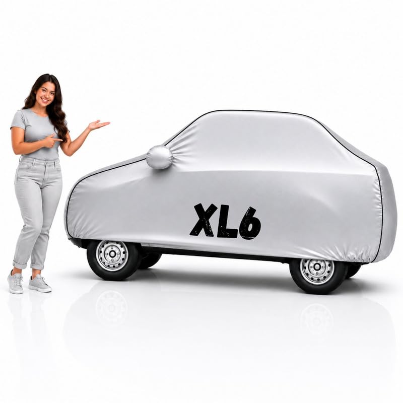 Image of Long-Life 100% Waterproof XL6 Car Body Cover for Dust & Rain, Compatible with All Models of XL6 Car Cover, Comes with Bird Droppings, Scratch, UV and Paint Protection - Silver
