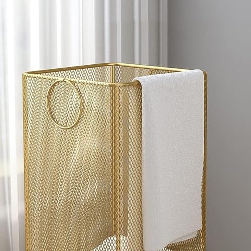 Laundry Basket Laundry Hamper with Wheels, Metal Garment Storage Cart, Dirty Clothes Hamper Storage Bin Bathroom Organizer Rack, with Handles, for Bedroom, Dorm Room, Laundry Room