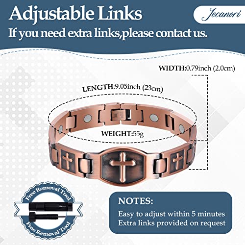 Jecanori Magnetic Copper Bracelet For Men,Cross Copper Bracelets With Remove Tool & Jewellry Gift Box #TOP1