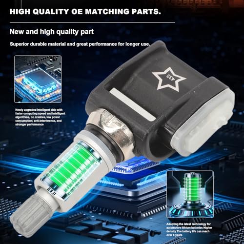 4 Stück Reifendrucksensor Reifendruckkontrollsystem TPMS Sensor RDKS 433 MHz für 5er 6er 7er 8er G30 G31 F90 M8 F91 F92 F93 X3 X4 X5 36106872774 36106887147